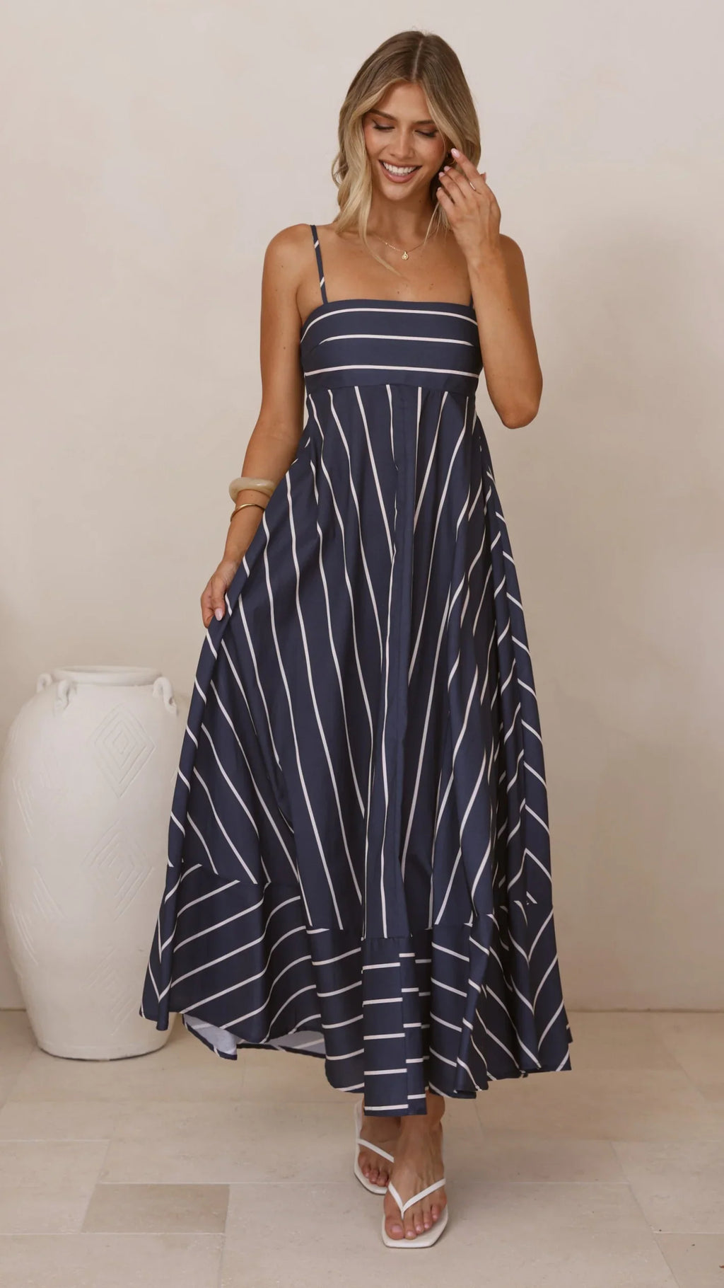 Kaethe Maxi Dress - Navy/White Stripe