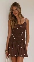 Vida Mini Dress - Brown/White Spot