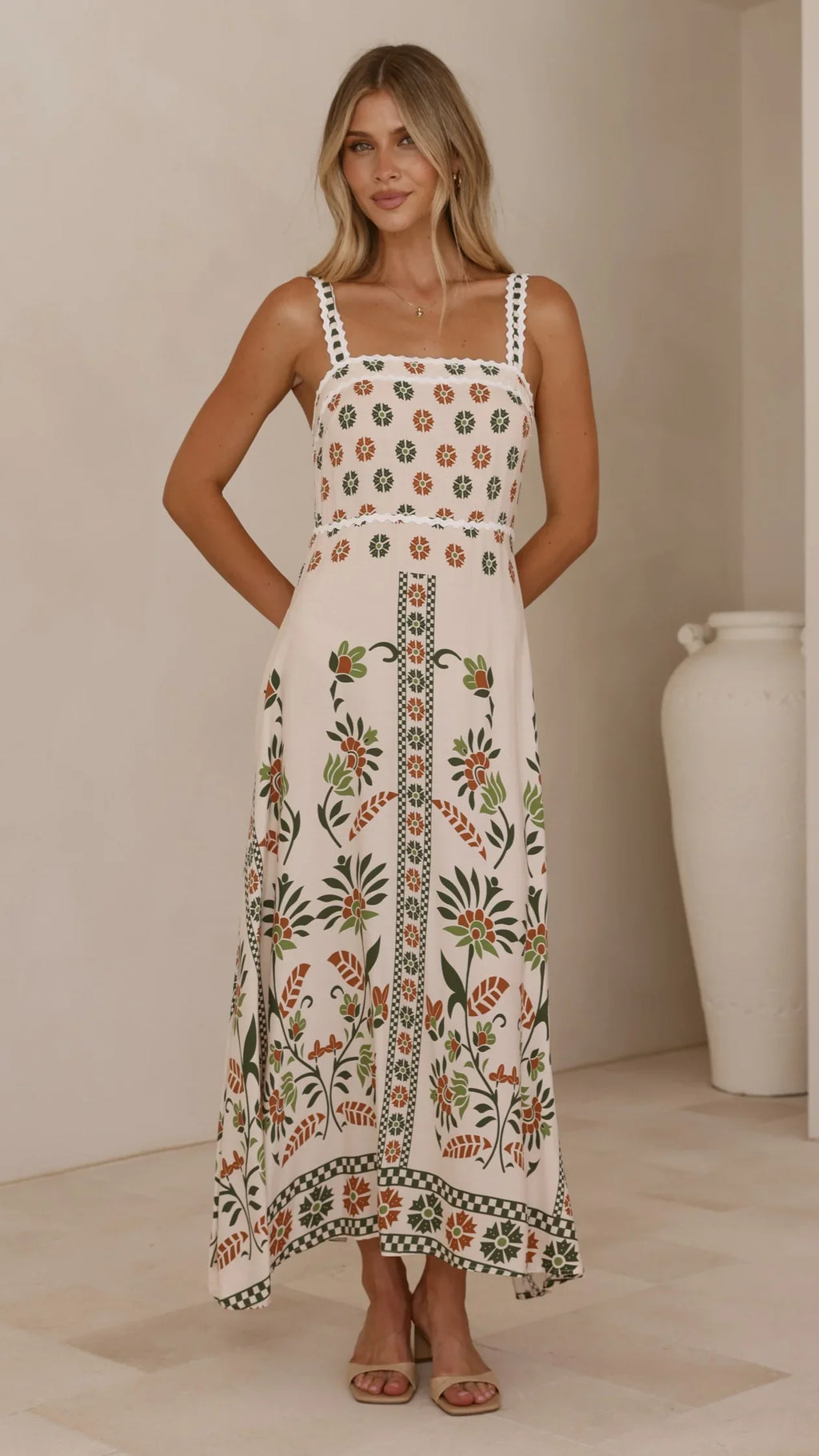 Michaela Maxi Dress - Green Floral
