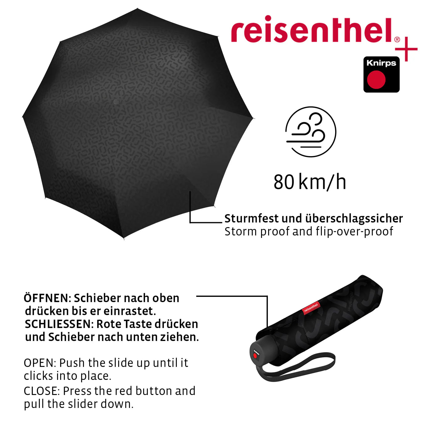 Umbrella Pocket Classic Signature Black Hot Print