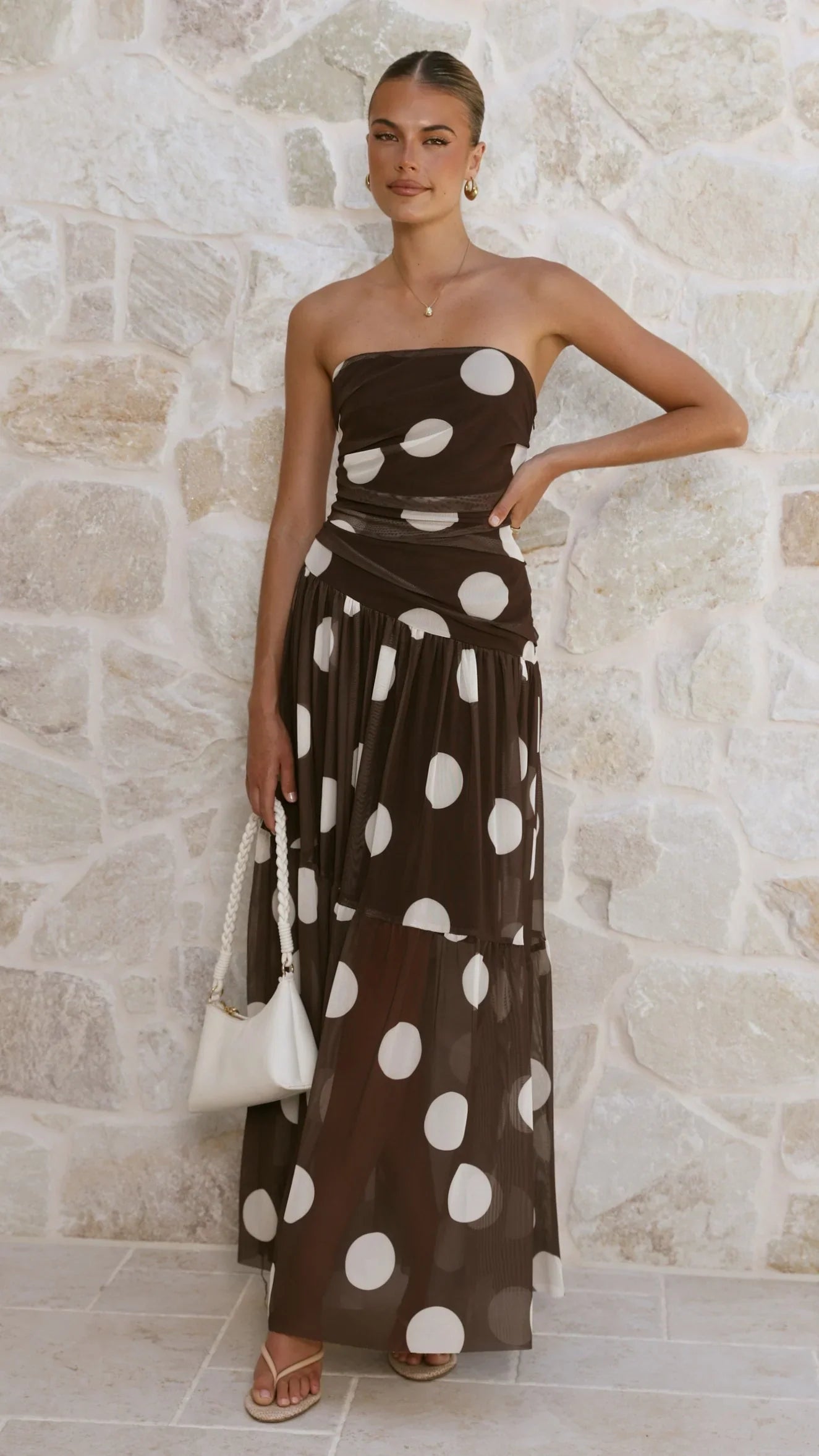 Riko Strapless Maxi Dress - Chocolate Spot