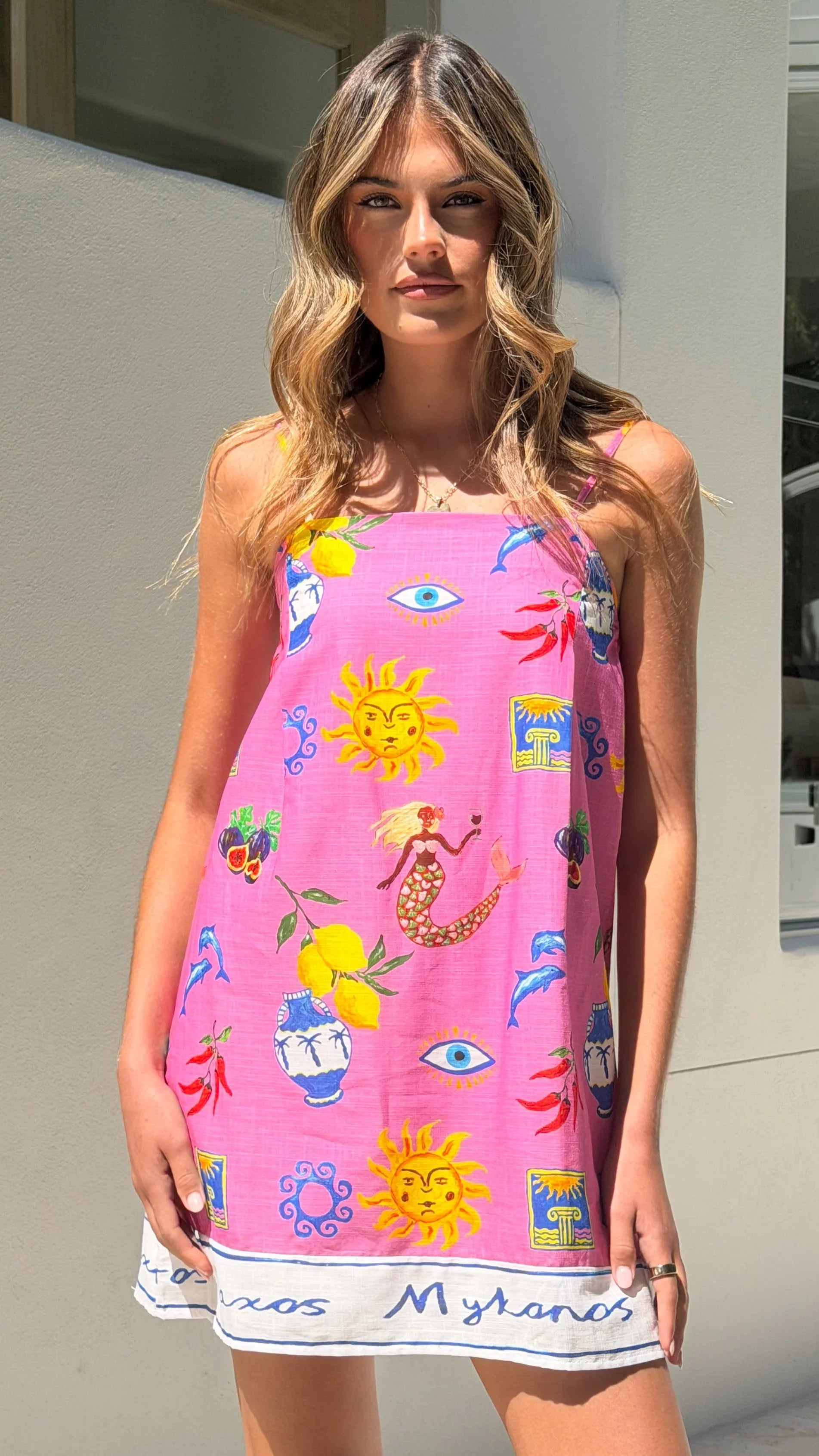 Bethani Mini Dress - Greek Island Print