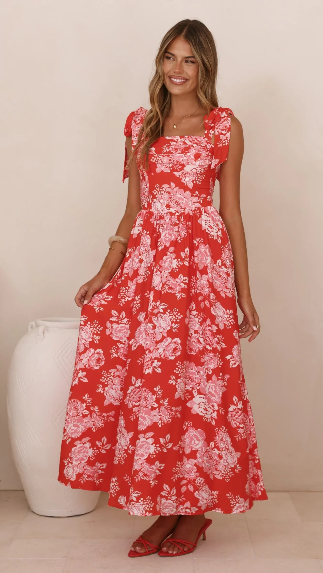 Haisley Maxi Dress - Red Floral