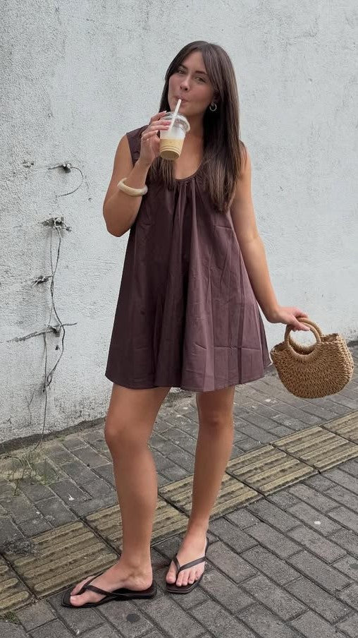 Vika Mini Dress - Brown