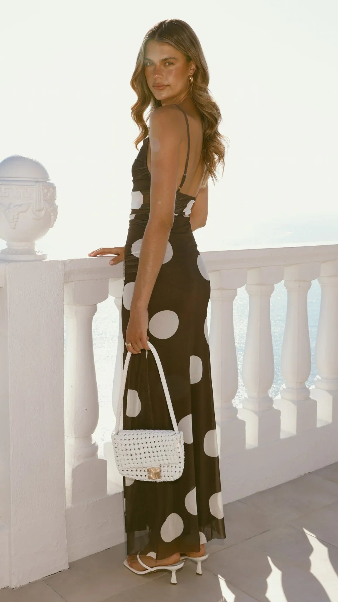 Blaine Maxi Dress - Chocolate/Beige Polka