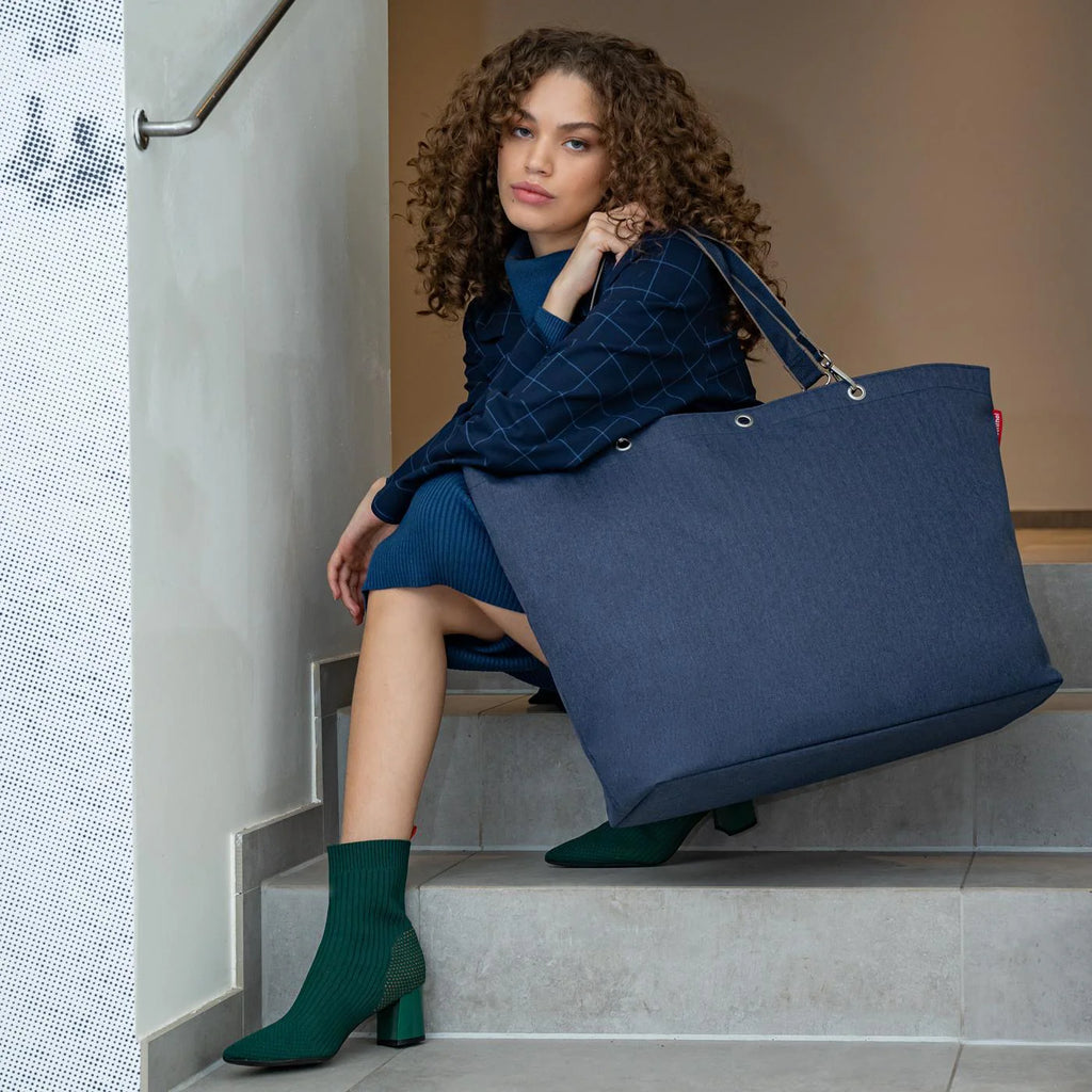 Shopper Xl Herringbone Dark Blue