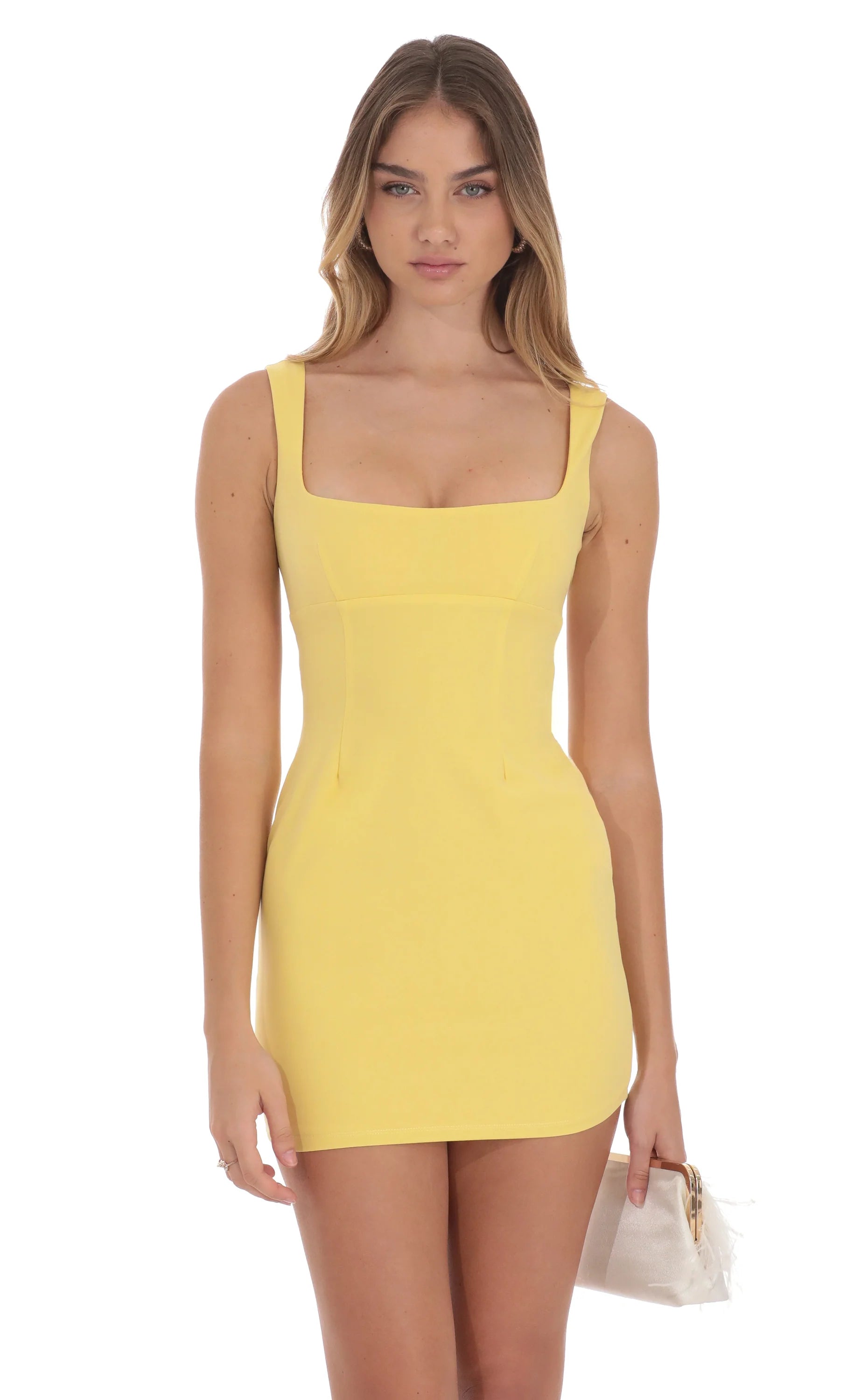 Open Back Bodycon Dress in Yellow