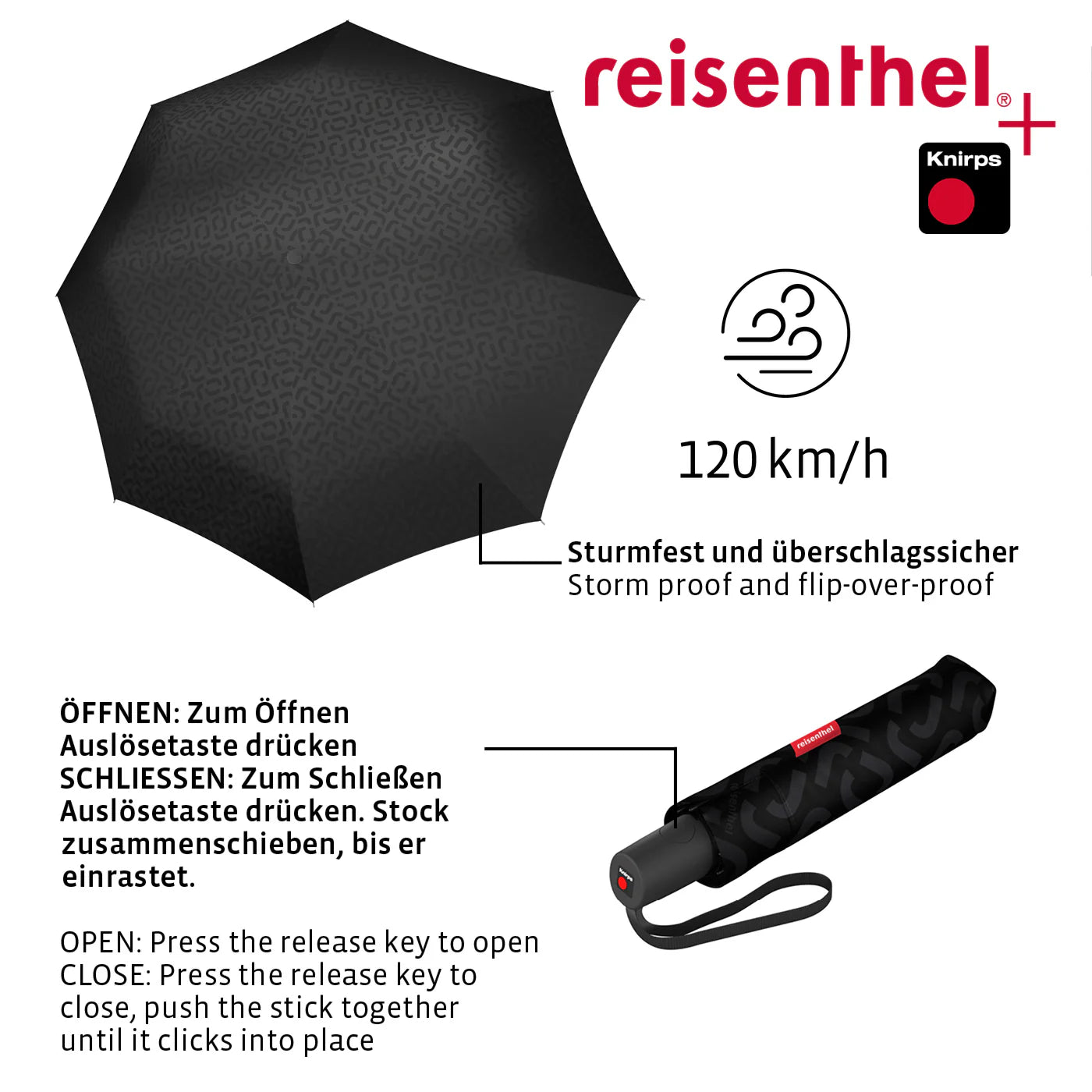 Umbrella Pocket Duomatic Signature Black Hot Print