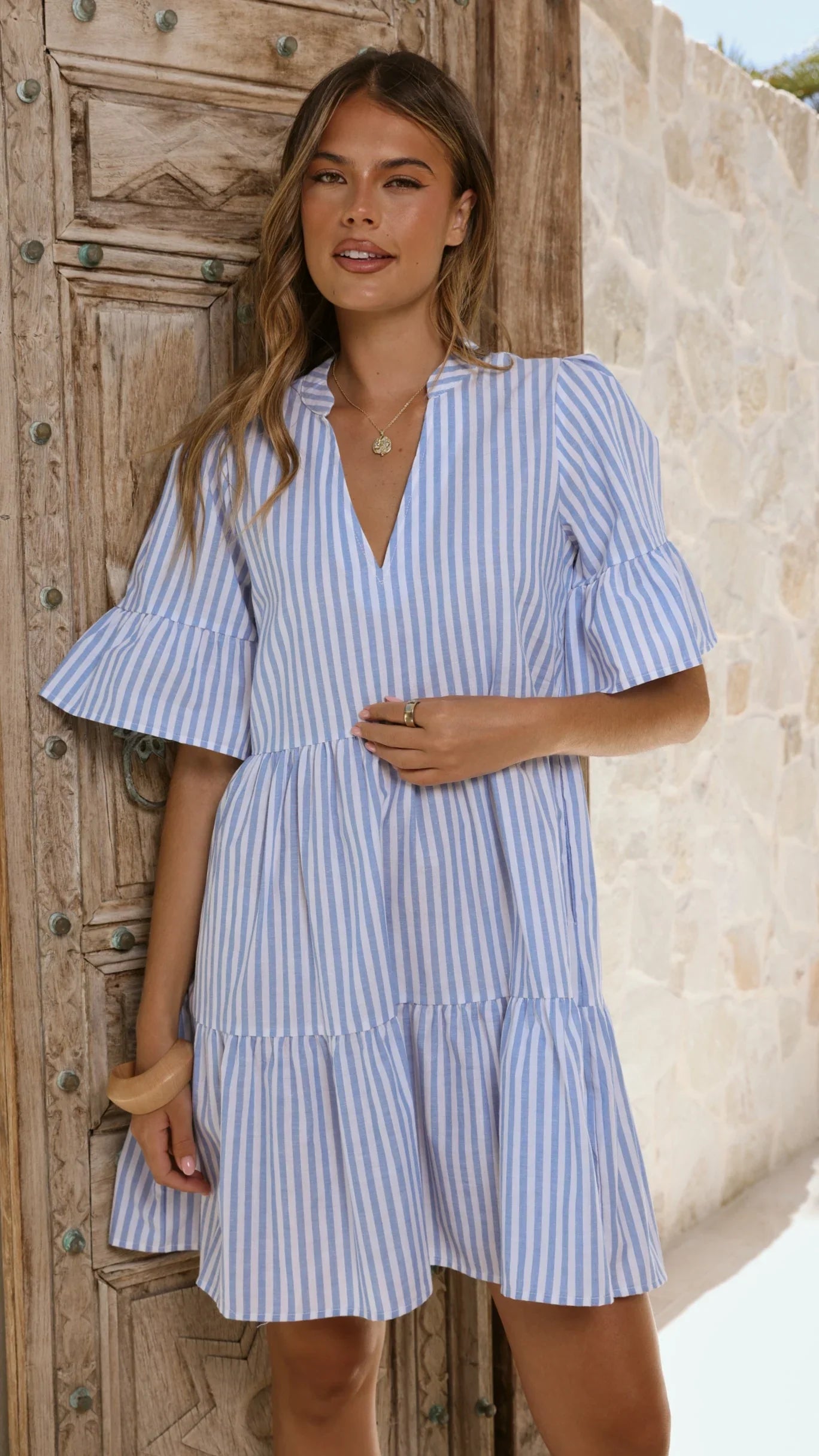 Tarnie Mini Dress - Blue Stripe