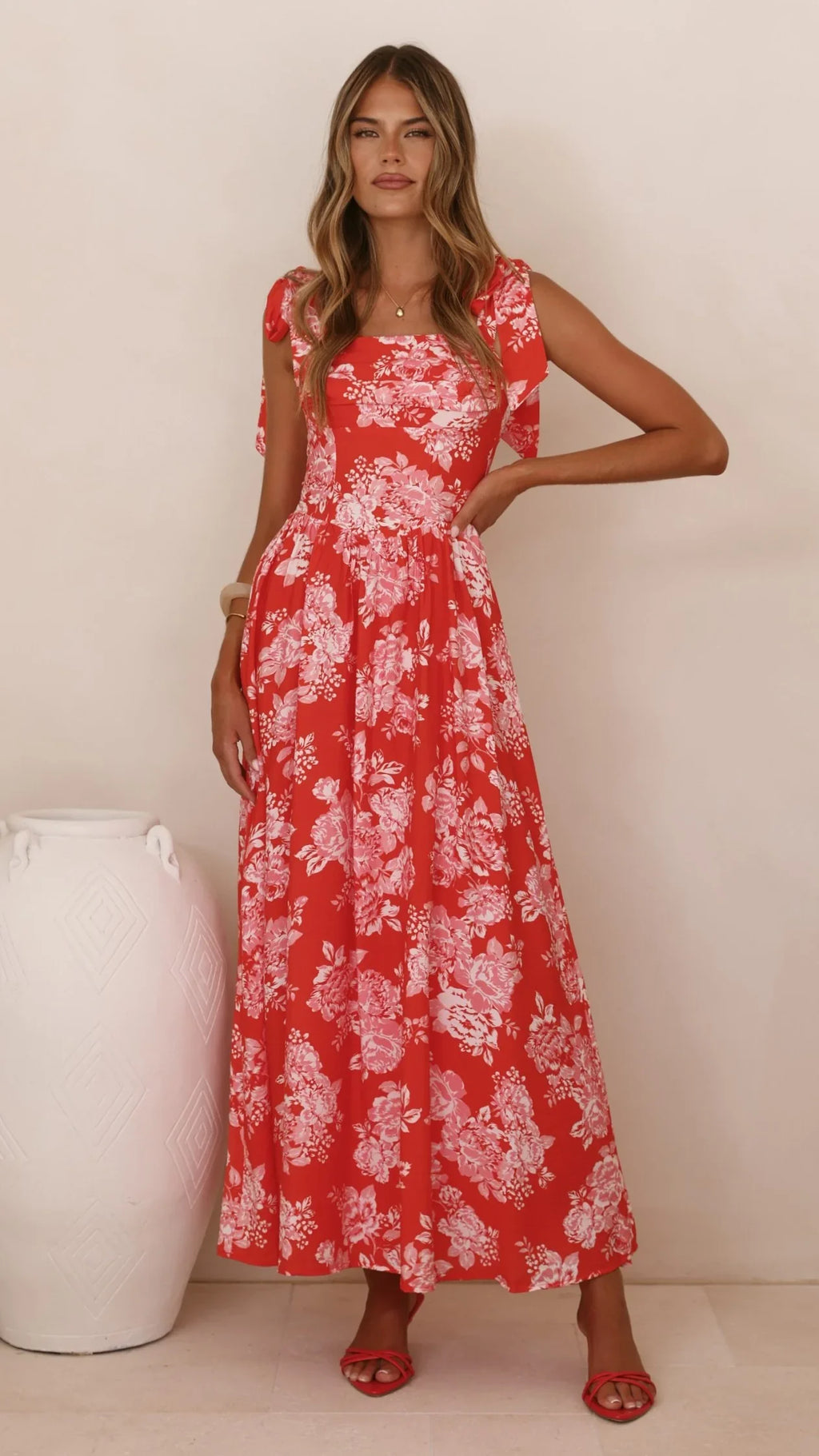 Haisley Maxi Dress - Red Floral