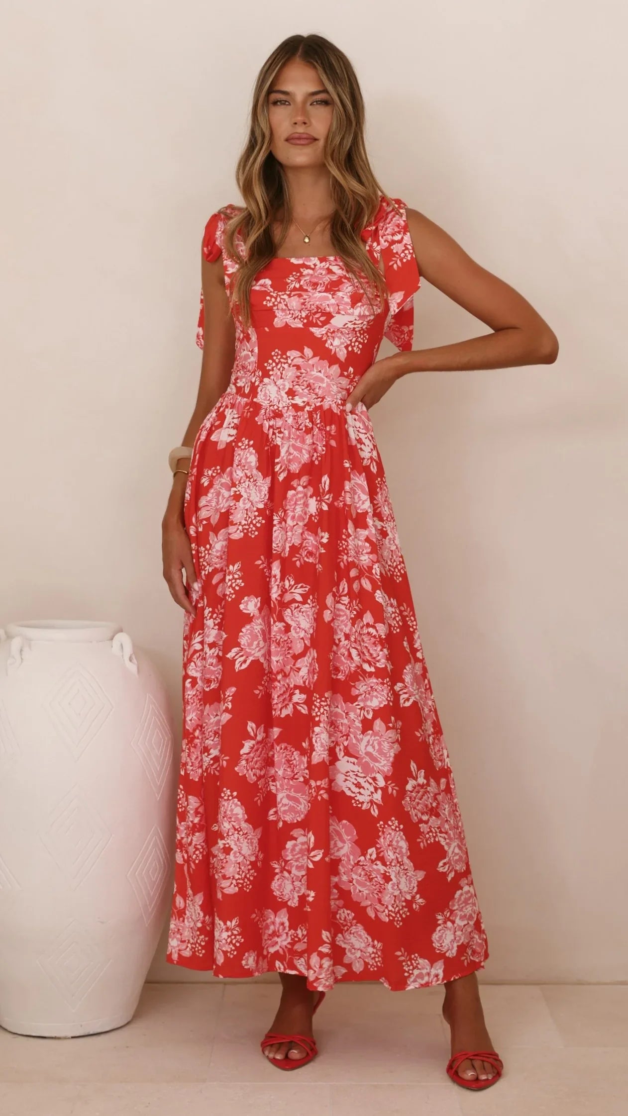 Haisley Maxi Dress - Red Floral