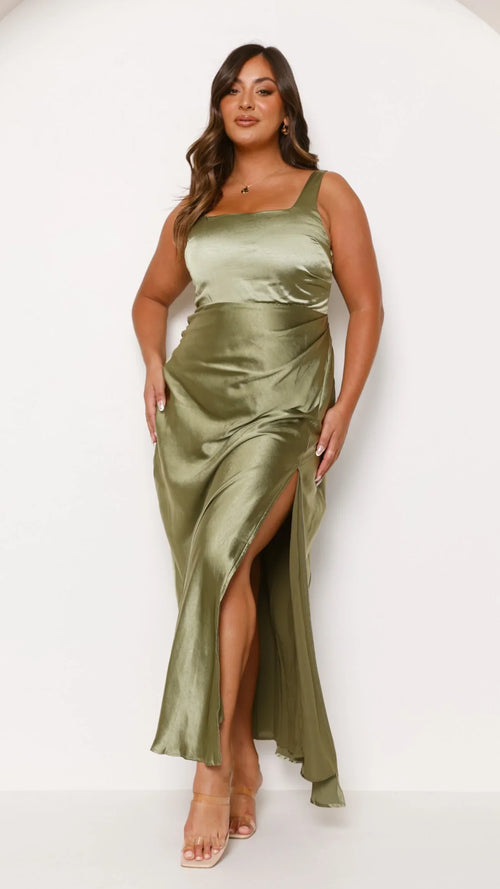 Alaria Maxikleid – Oliv