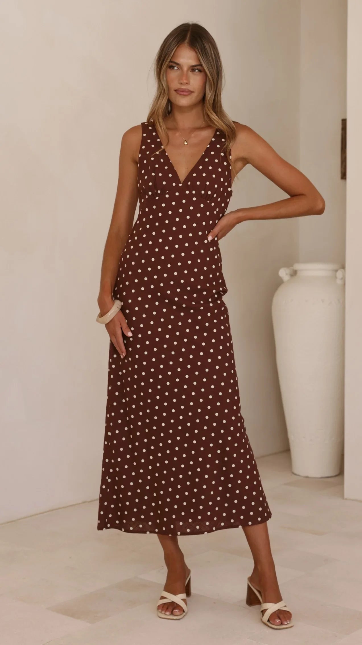 Sammie Maxi Dress - Chocolate/Nude Spot