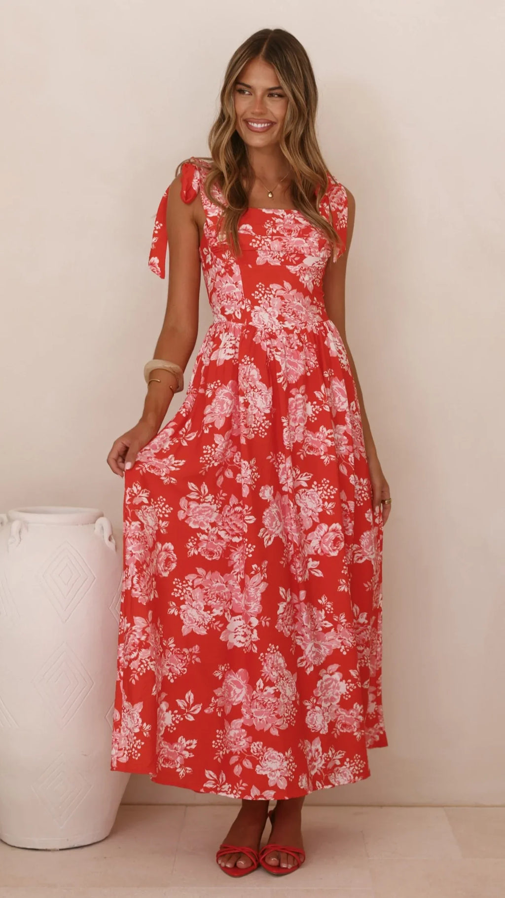 Haisley Maxi Dress - Red Floral