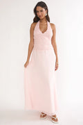 Blushing Belle Embellished Halter Maxi Dress Blush