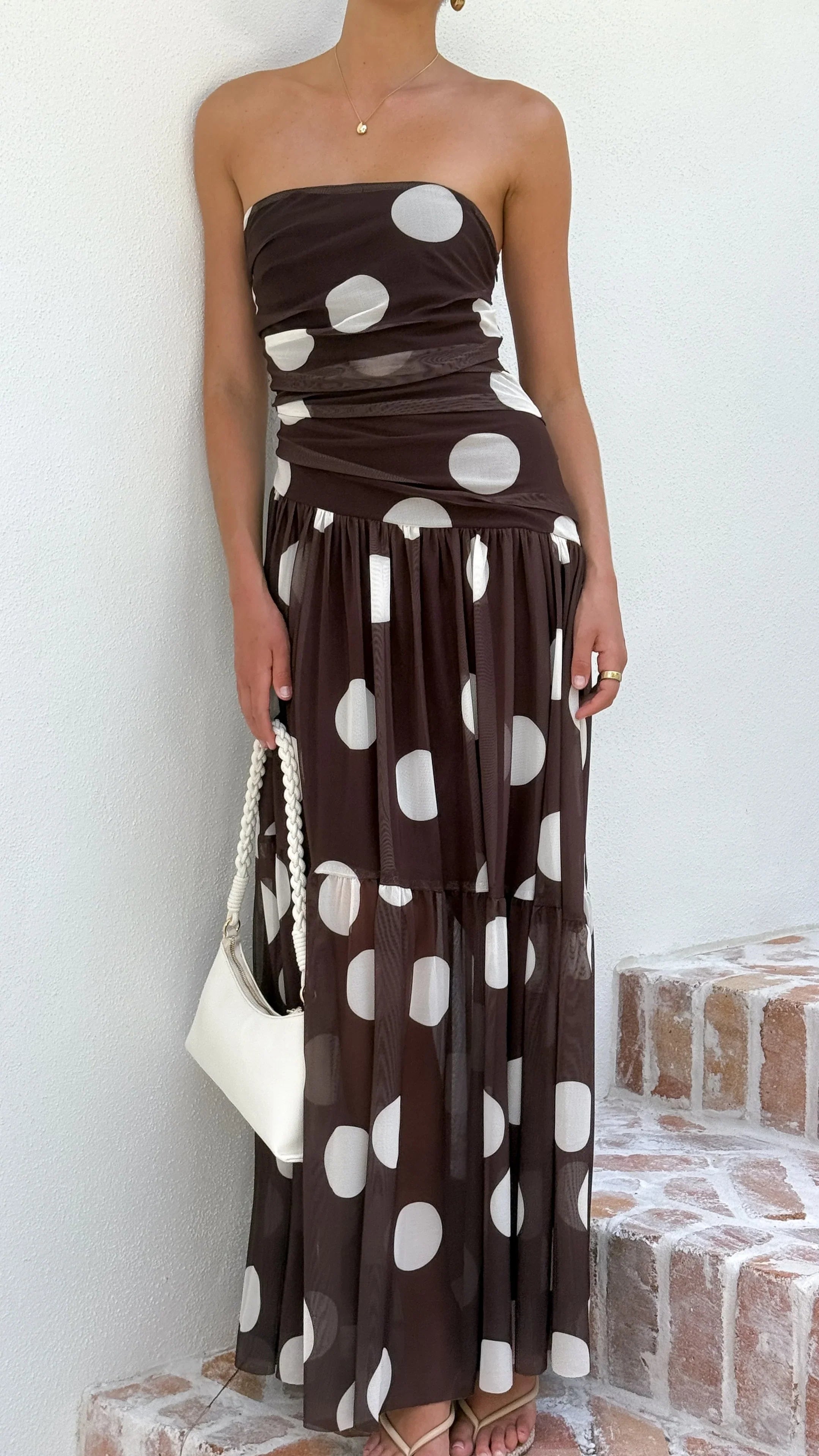 Riko Strapless Maxi Dress - Chocolate Spot