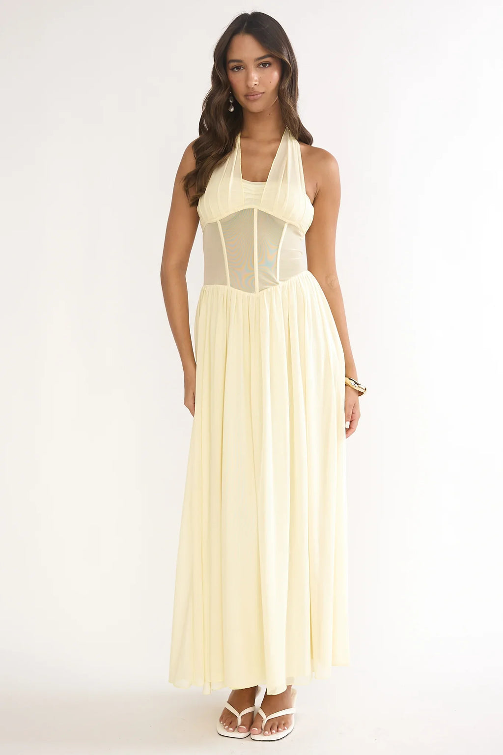 Jovella Halterneck Mesh Dress Butter