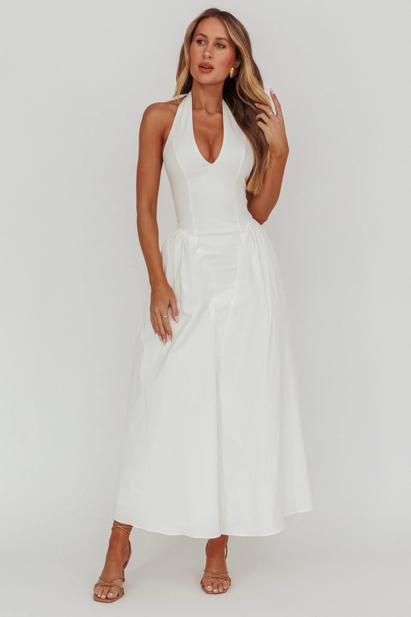 El Corazon Halterneck Maxi Dress Cream