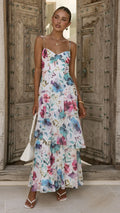 Ami Maxi Dress - Blue/Pink Floral