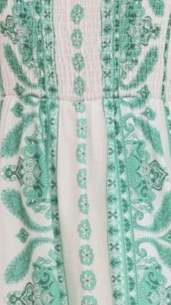 Farah Mini Dress - Green Aztec