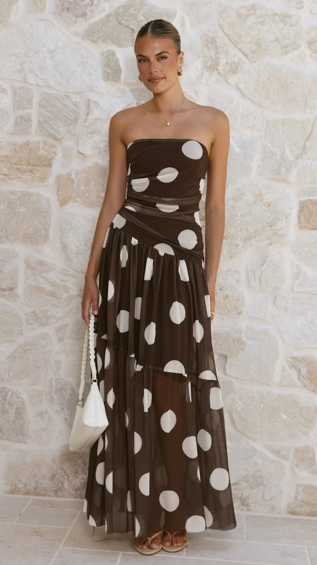 Riko Strapless Maxi Dress - Chocolate Spot