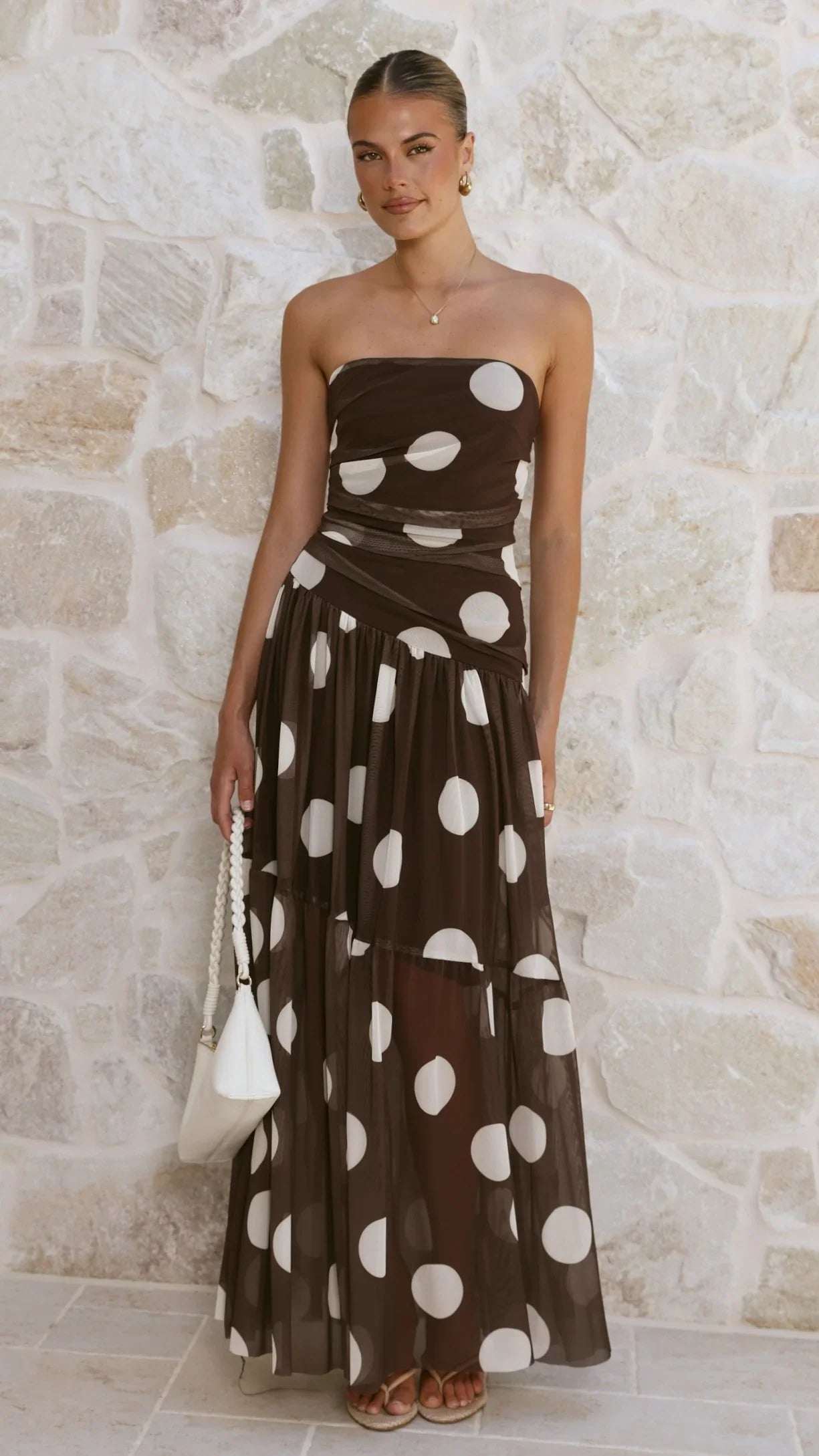 Riko Strapless Maxi Dress - Chocolate Spot