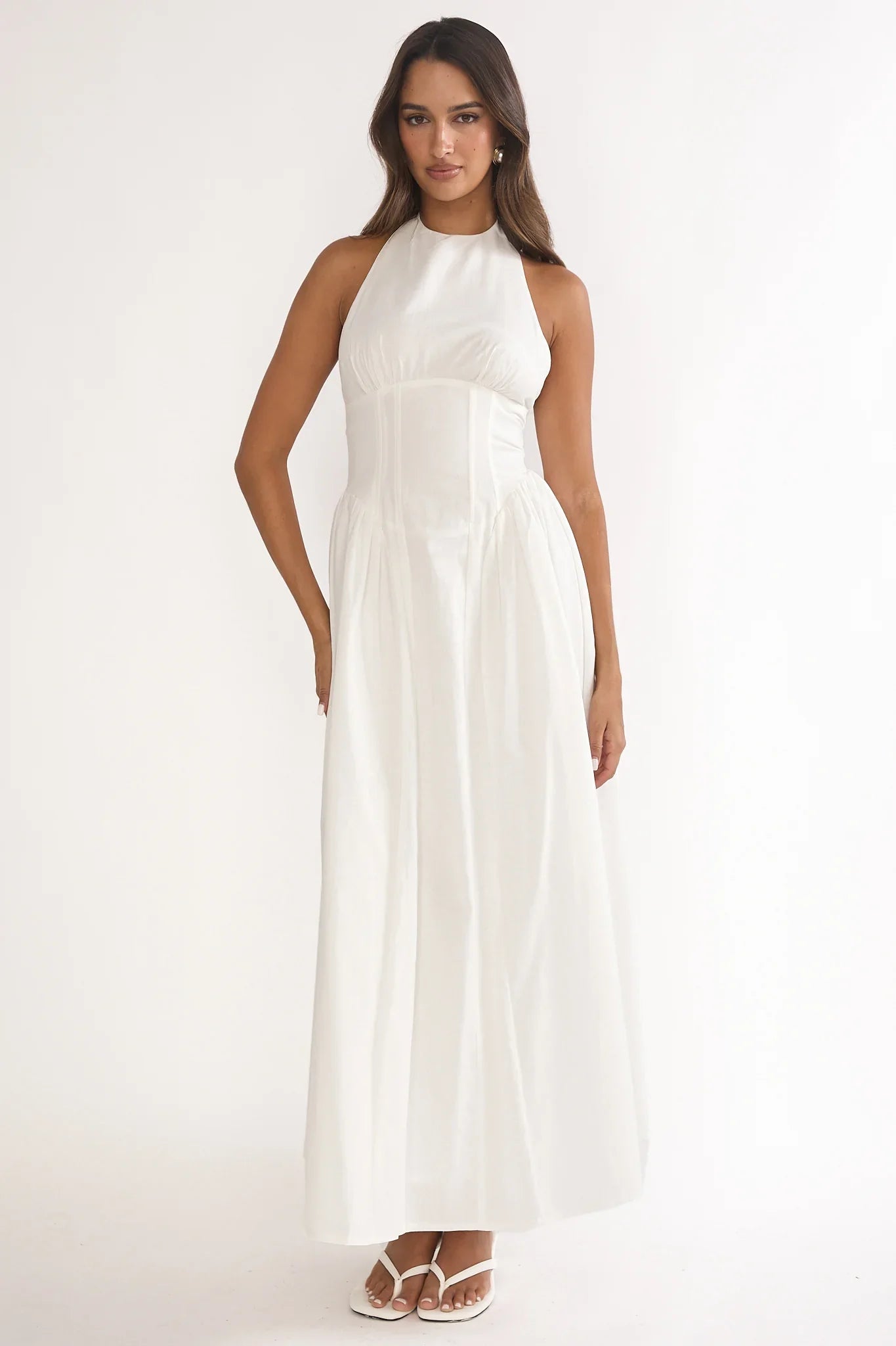 El Corazon High Halterneck Maxi Dress White