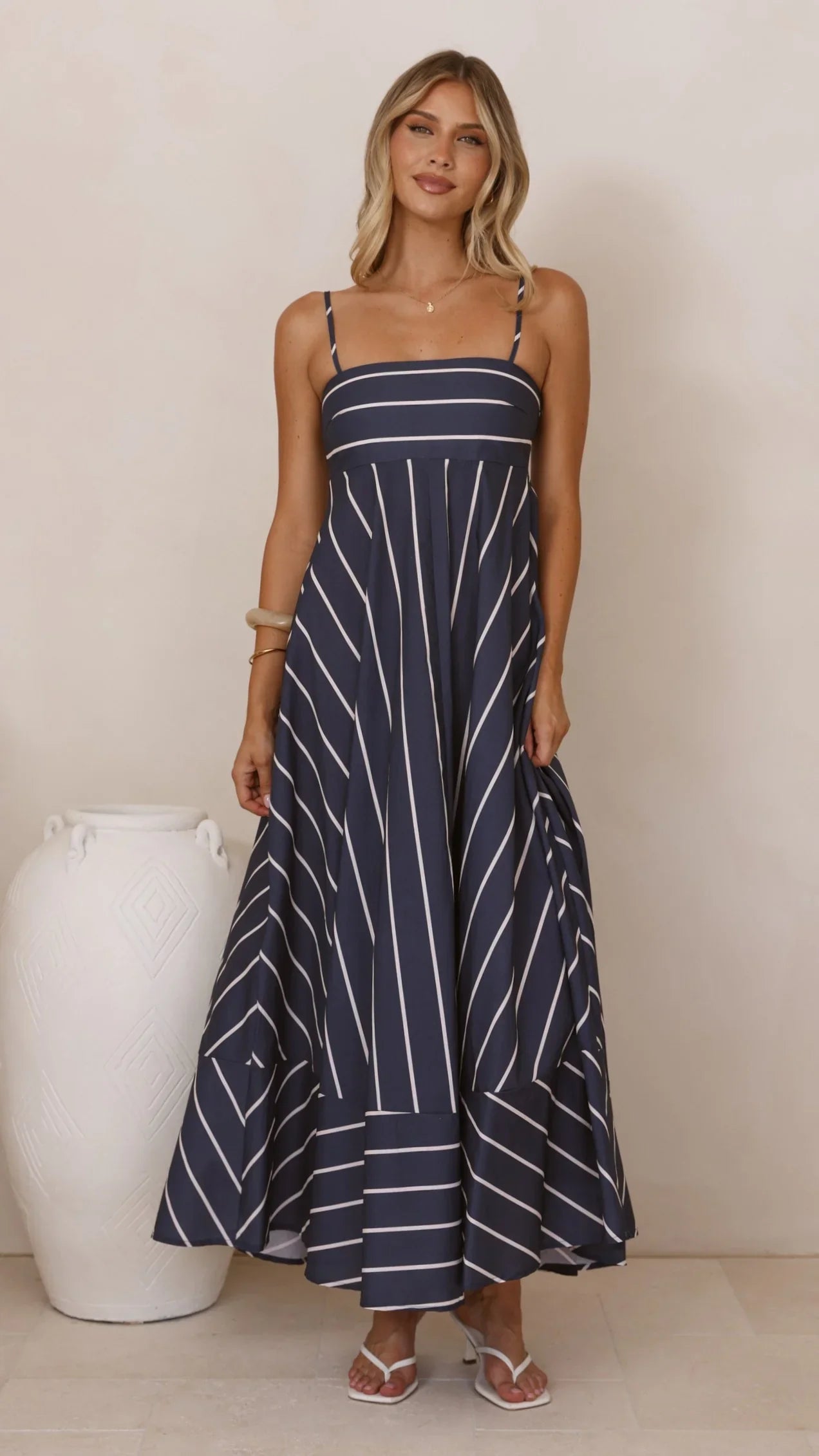 Kaethe Maxi Dress - Navy/White Stripe
