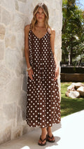 Dimmi Maxi Dress - Chocolate Polka