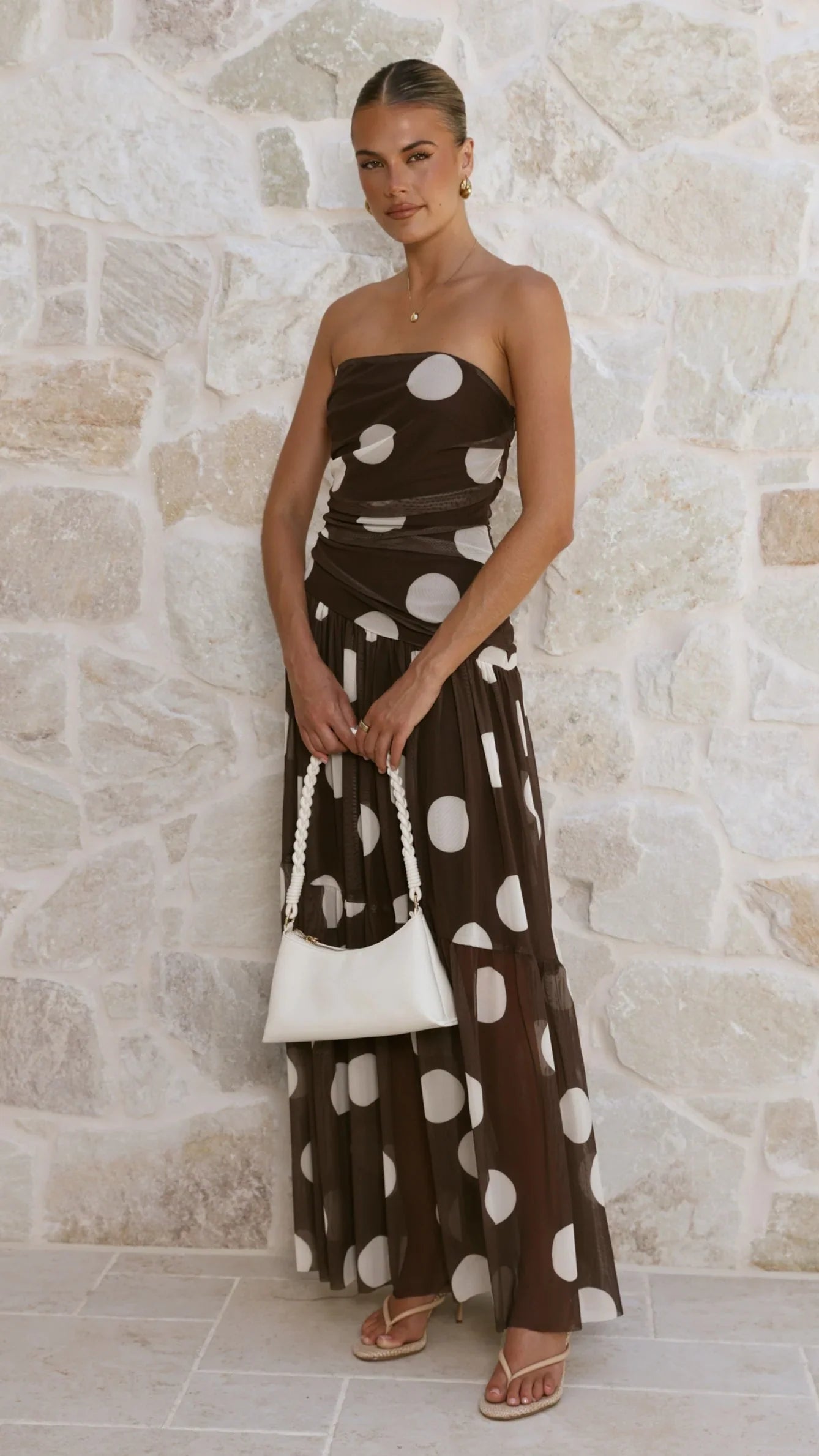 Riko Strapless Maxi Dress - Chocolate Spot