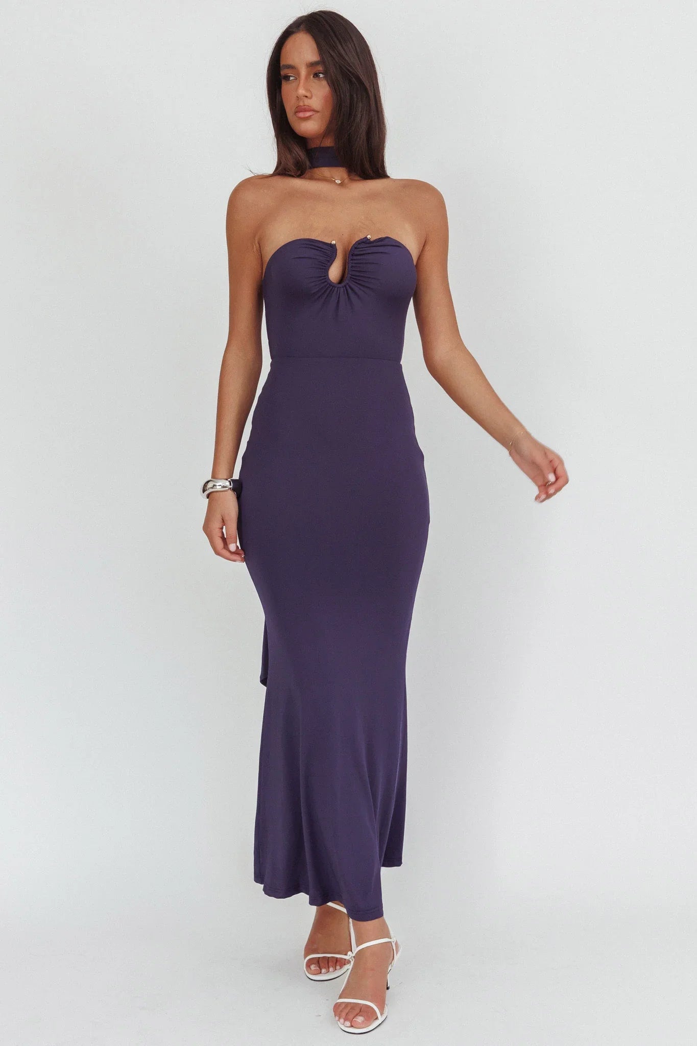 Raeva Strapless Scarf Maxi Dress Navy