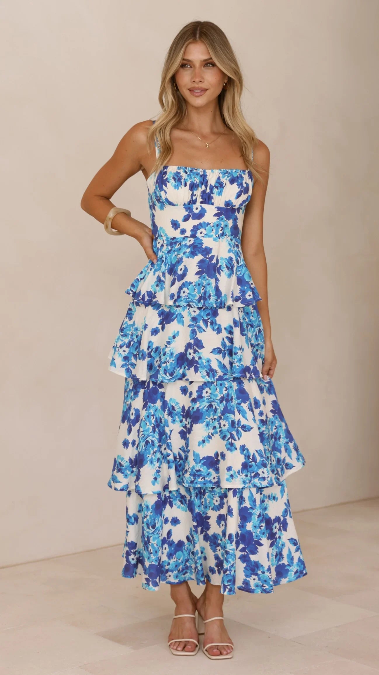 Odilia Maxi Dress - Blue/White Floral