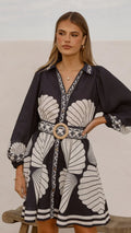 Mariel Long Sleeve Mini Dress - Black