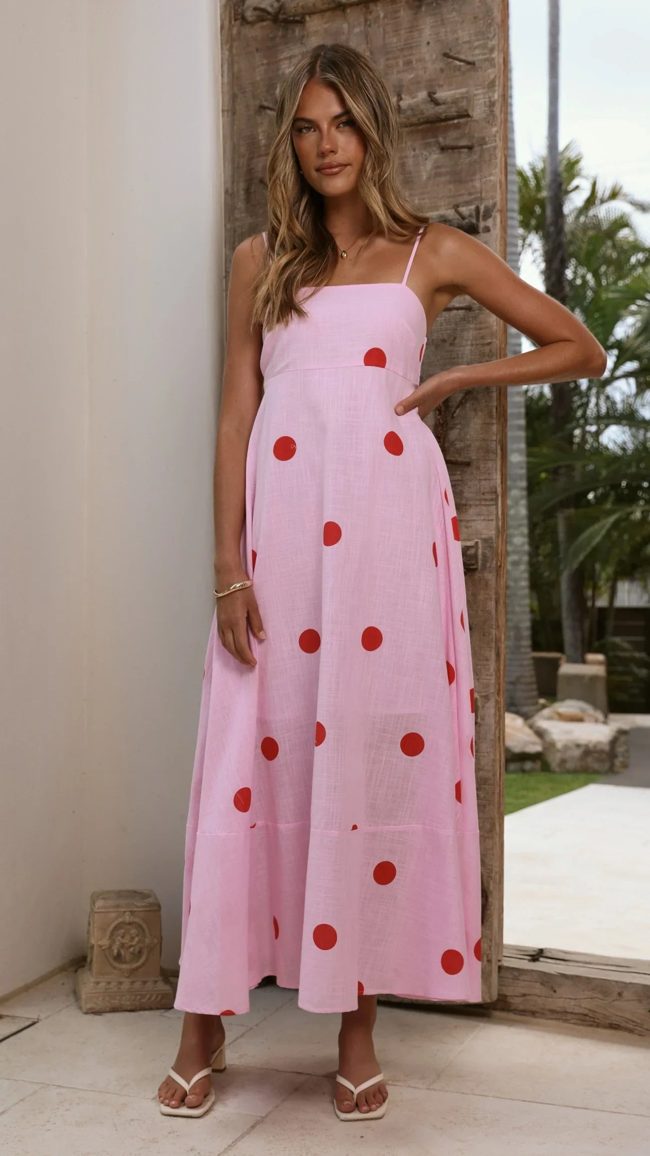 Marcel Maxi Dress - Pink/Red Polka