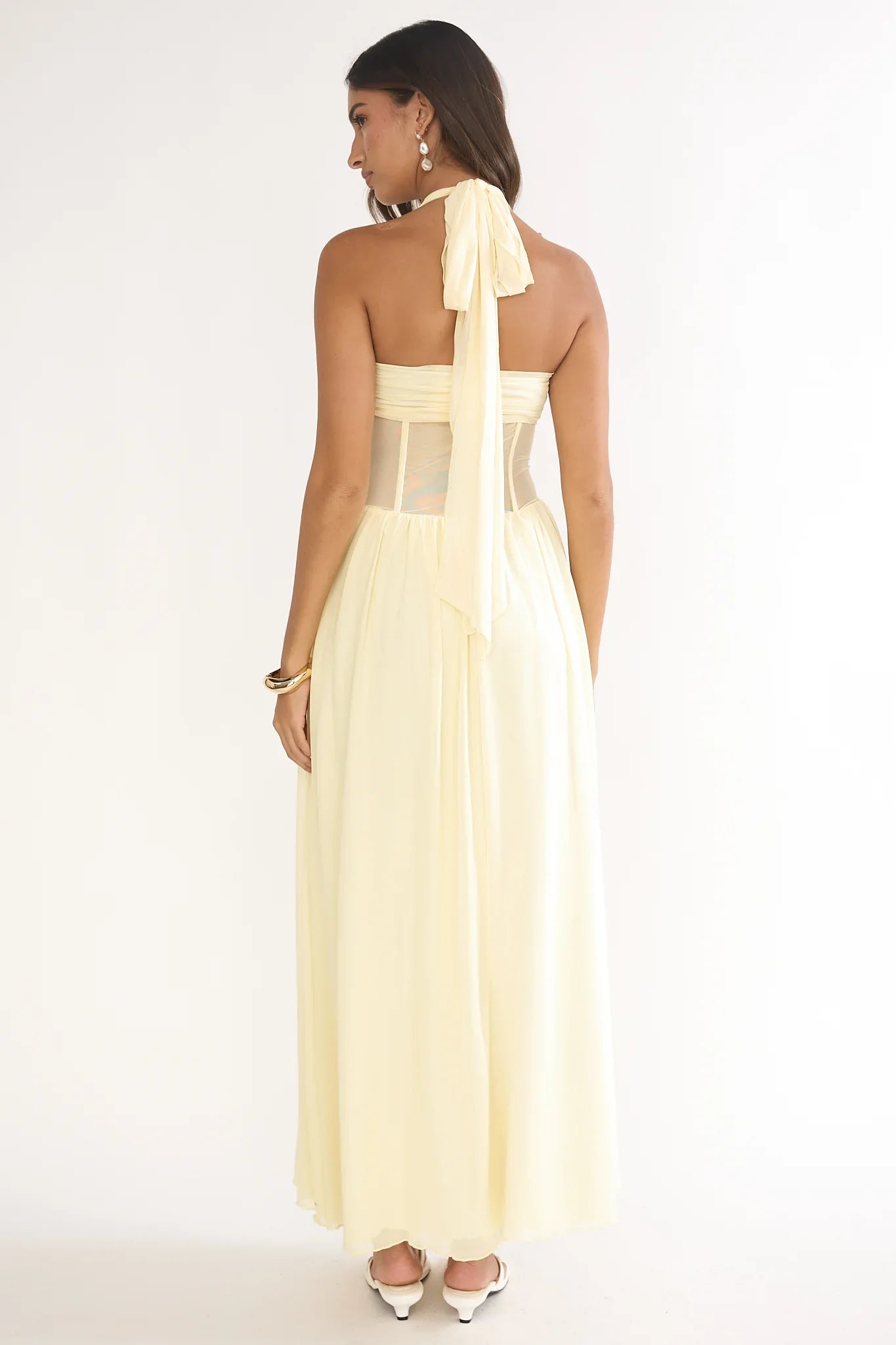 Jovella Halterneck Mesh Dress Butter