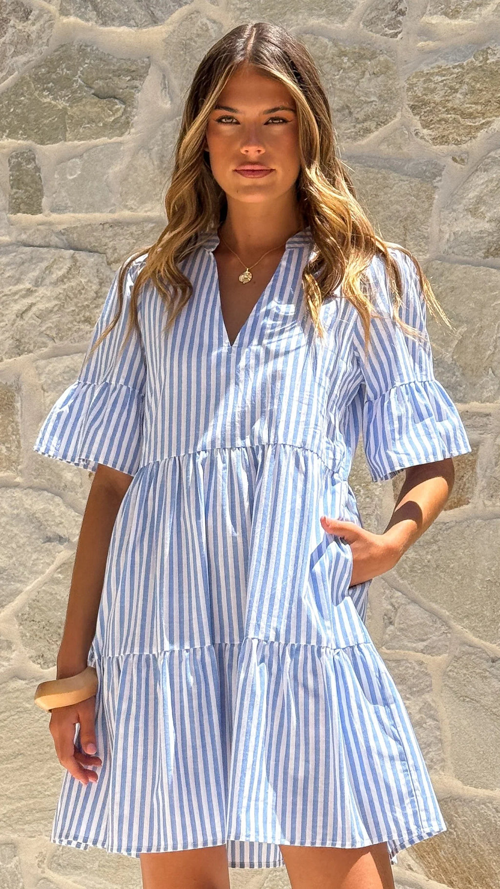 Tarnie Mini Dress - Blue Stripe