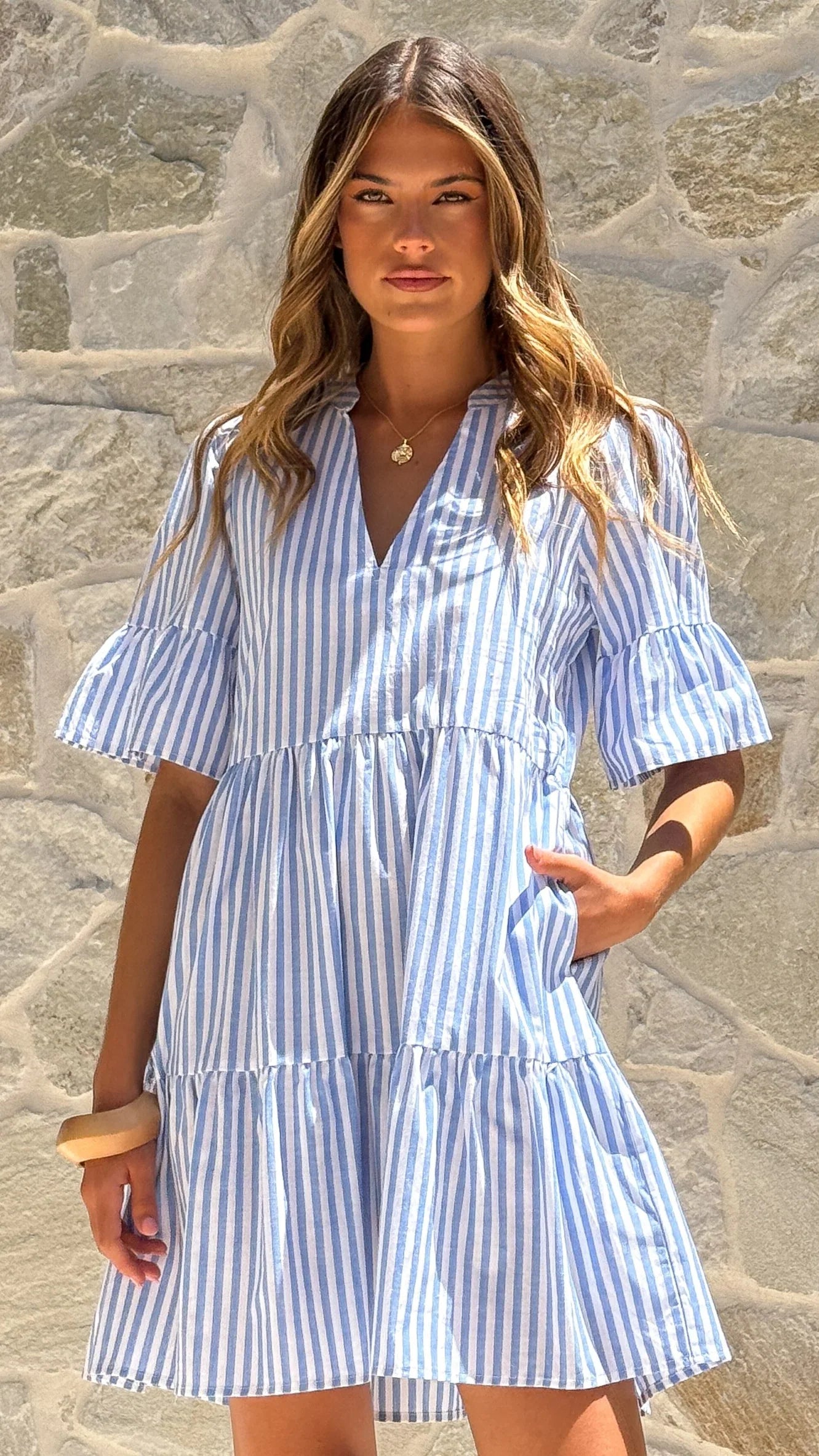 Tarnie Mini Dress - Blue Stripe