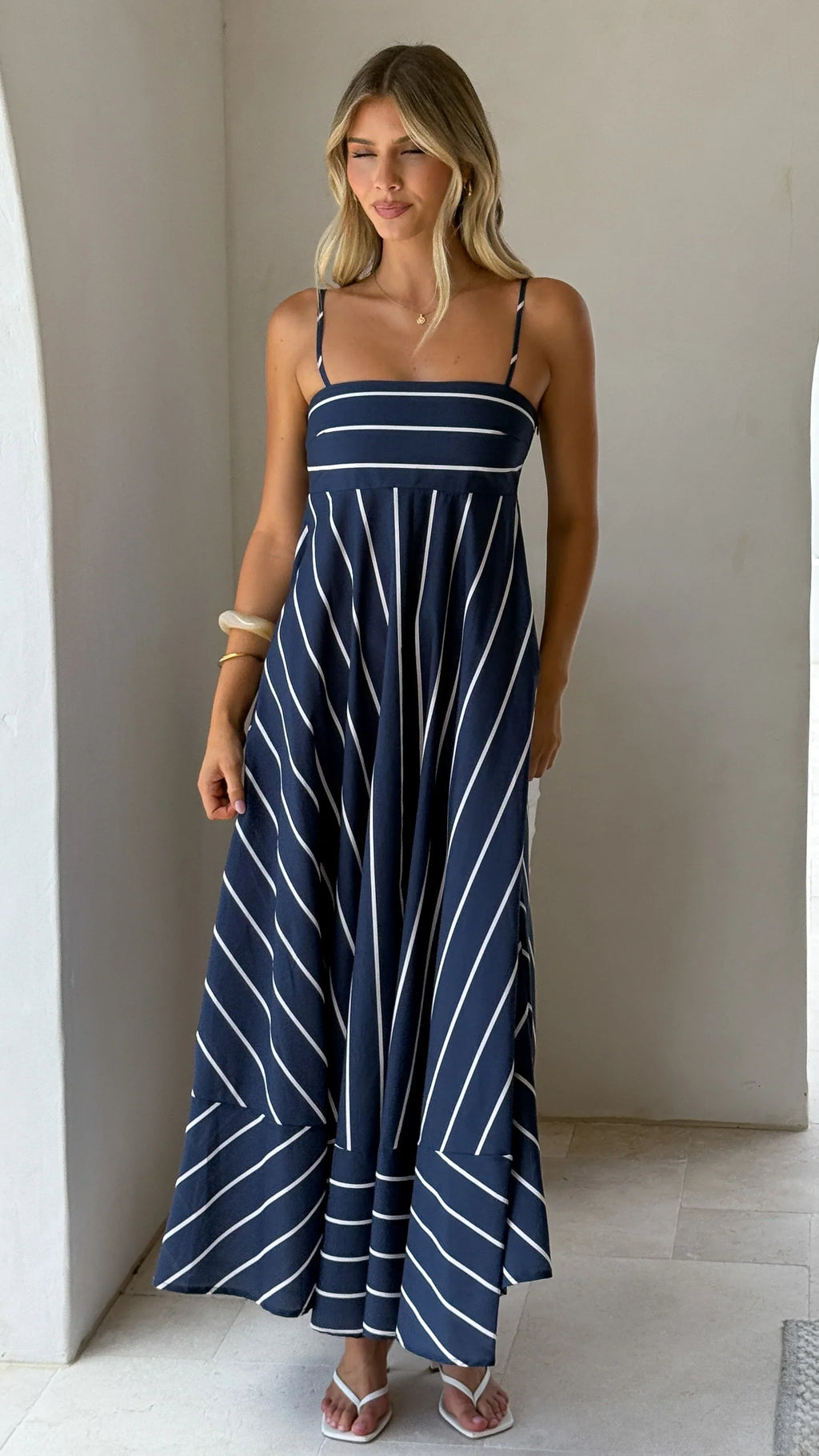 Kaethe Maxi Dress - Navy/White Stripe