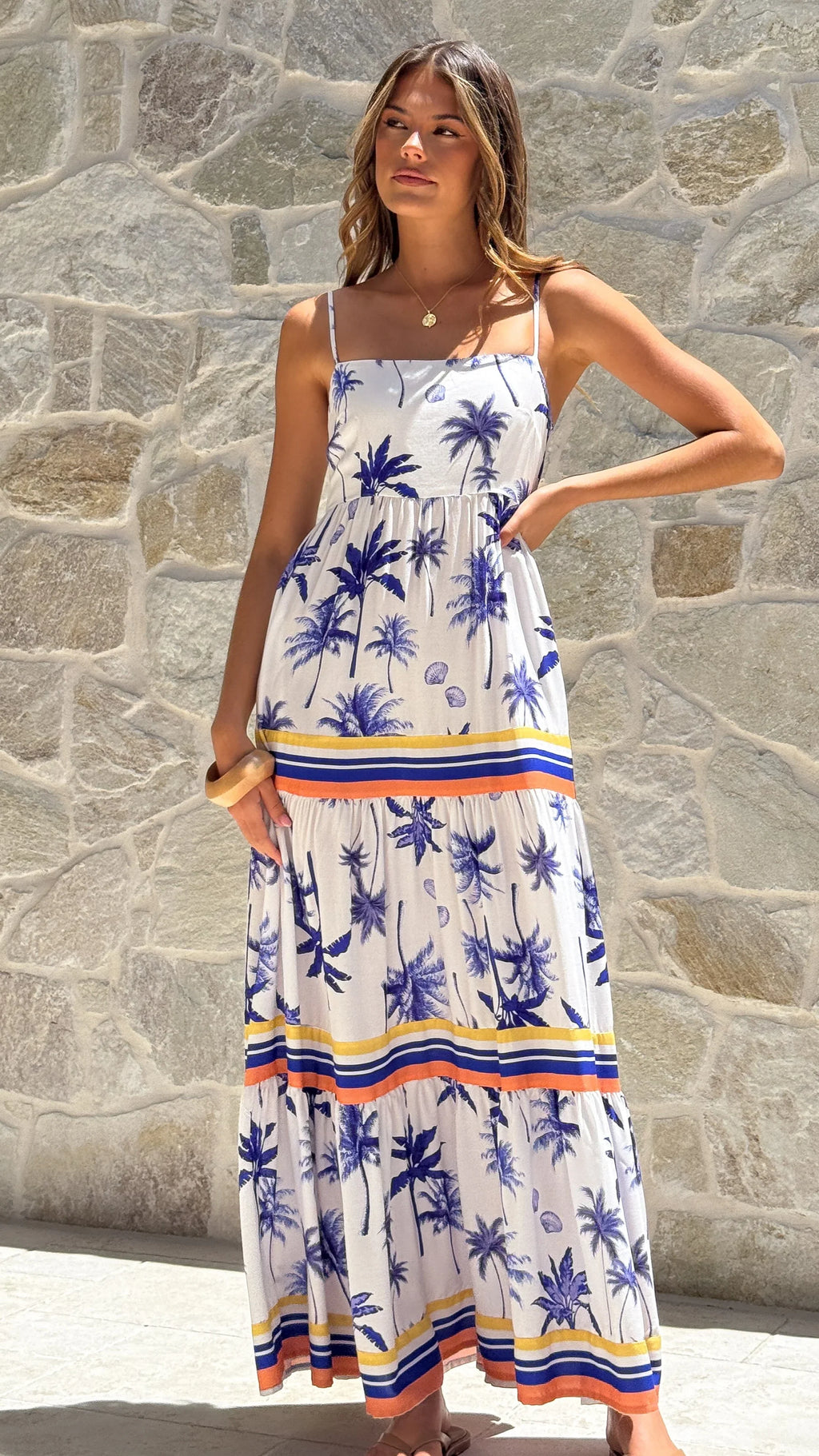 Klyah Maxi Dress - Blue Palm