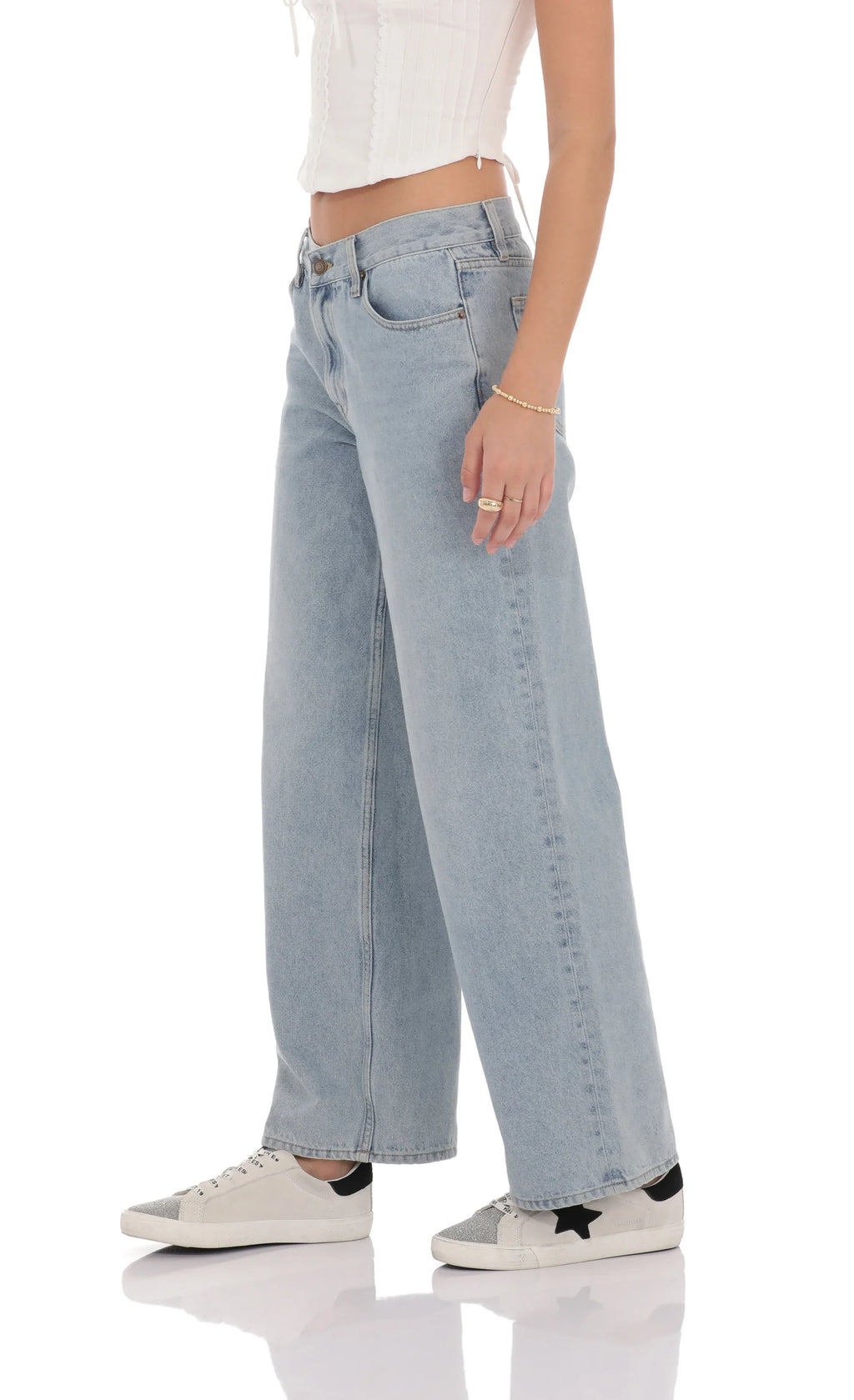 Low Rise Baggy Jeans in Light Blue