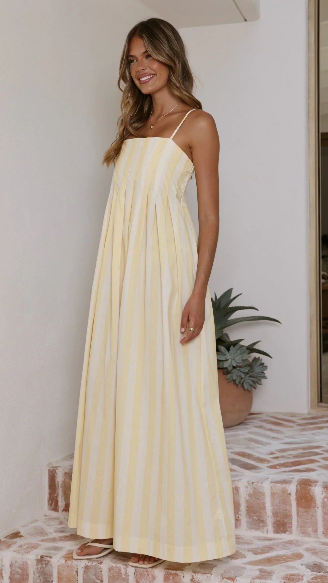 Pippa Maxi Dress - Yellow Stripe