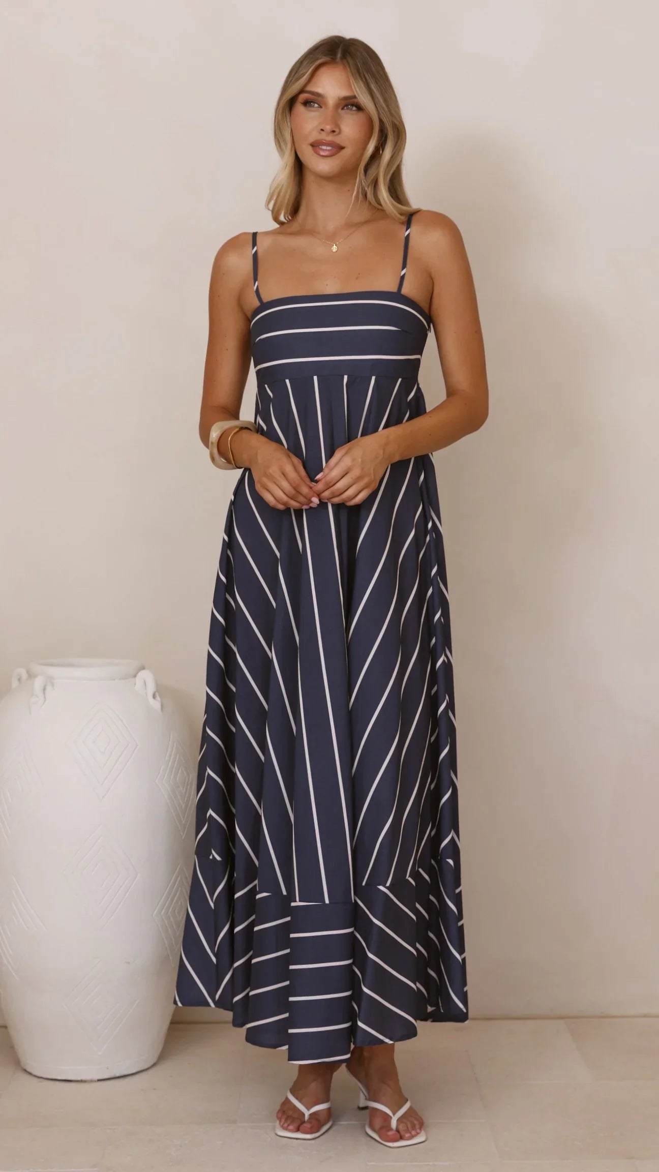 Kaethe Maxi Dress - Navy/White Stripe