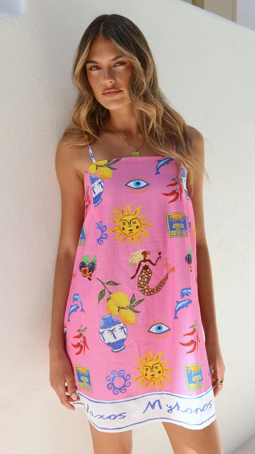 Bethani Mini Dress - Greek Island Print