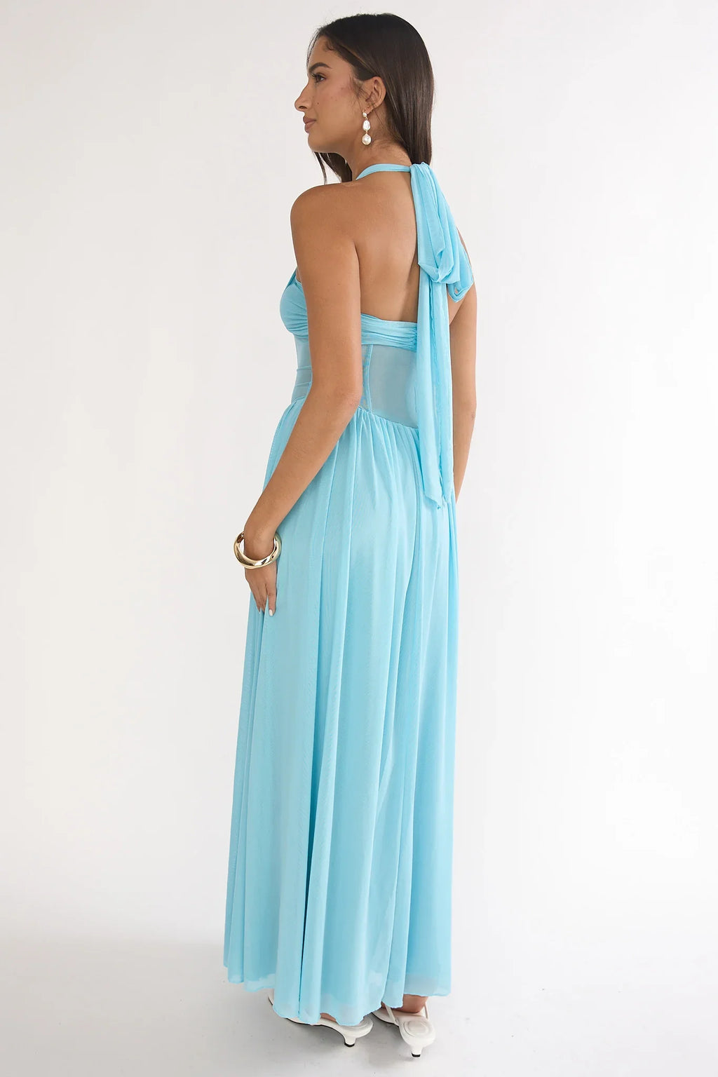 Jovella Halterneck Mesh Dress Blue