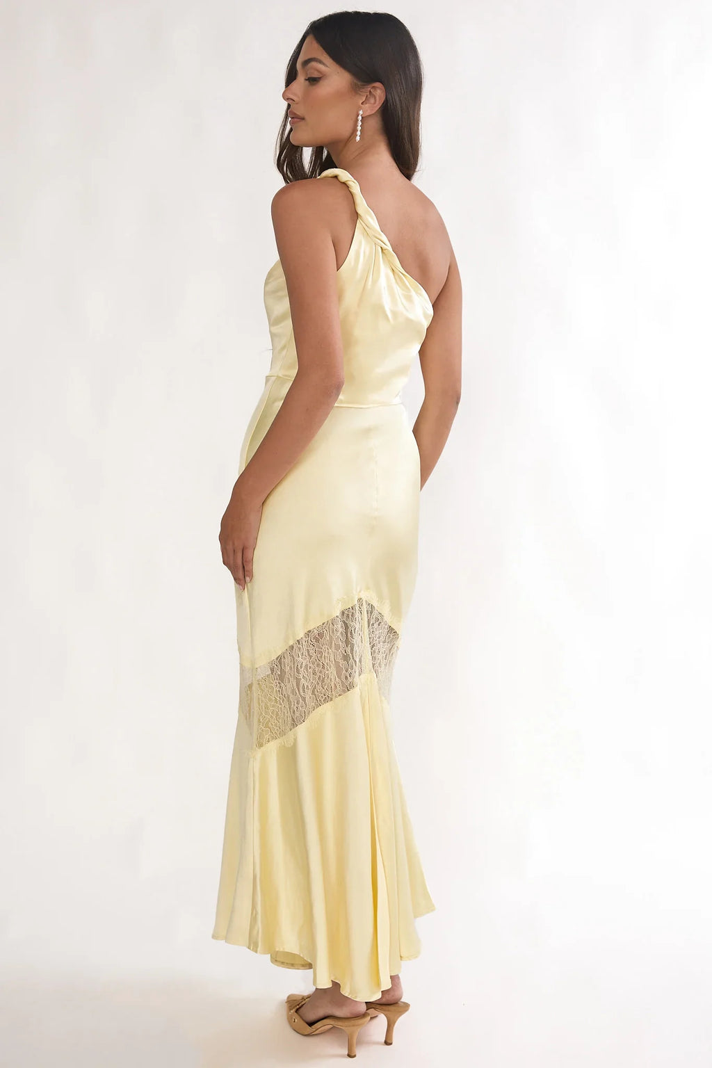 Avielle Lace Trim One-Shoulder Maxi Dress Butter