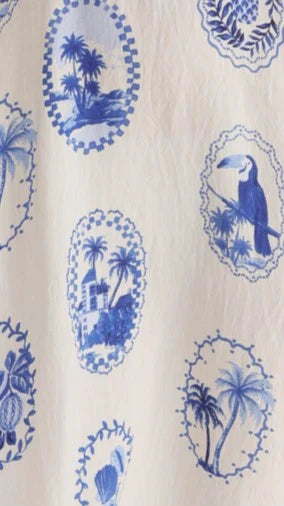 Tabitha Mini Dress - Blue Stamp