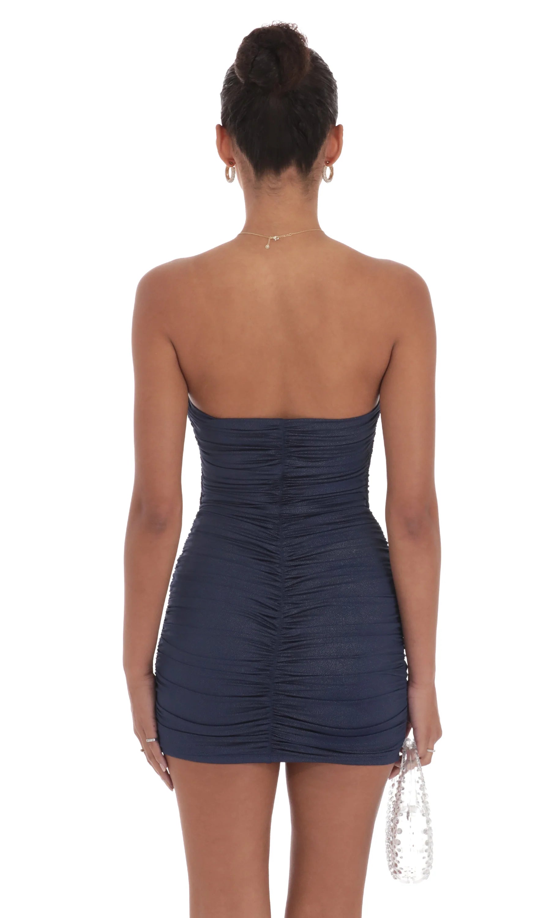 Foiled Corset Bodycon Dress in Navy