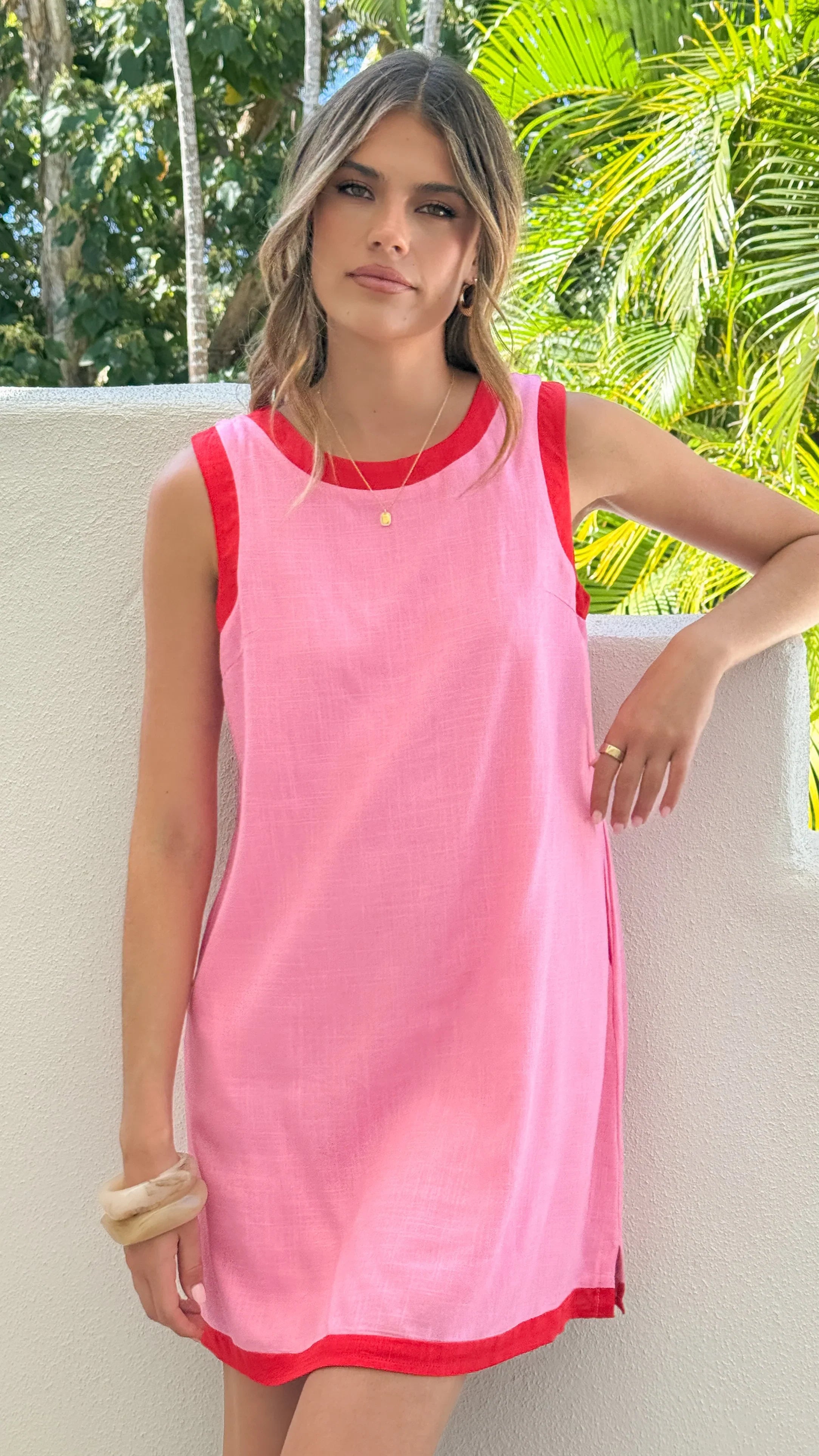 Amara Mini Dress - Pink/Red