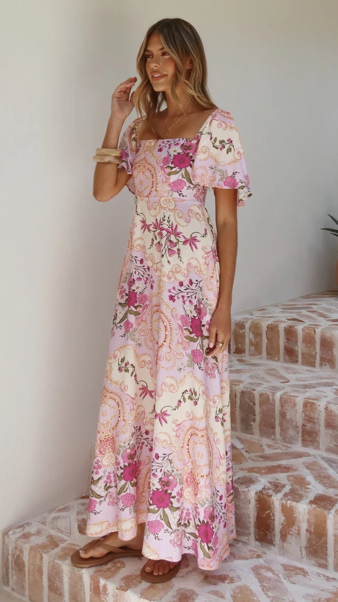 Tamar Maxi Dress - Pink Floral