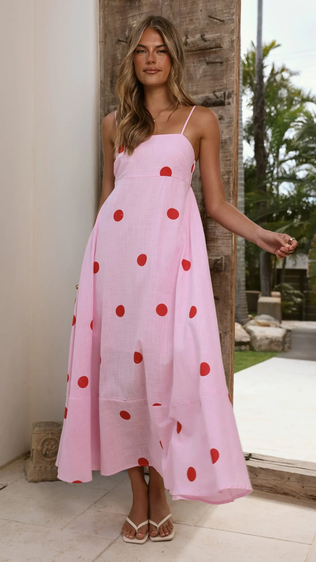 Marcel Maxi Dress - Pink/Red Polka